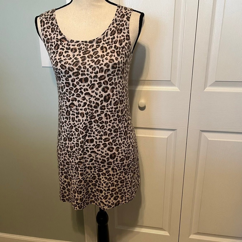 LOGO by Lori‎ Goldstein fitted dress women's size XS extra small cheetah leopard